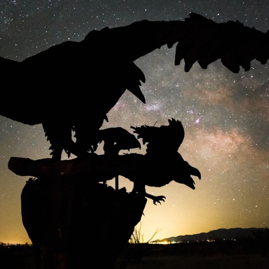 Galleta Meadows Estate desert sculptures under the Milky Way, Borrego Springs, California, USA on northtosouth.us
