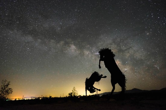 Galleta Meadows Estate desert sculptures under the Milky Way, Borrego Springs, California, USA on northtosouth.us