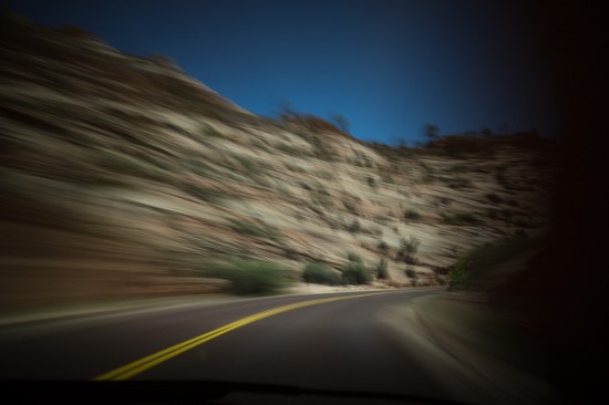 Slow shutter drive, Zion National Park, Utah, USA on northtosouth.us