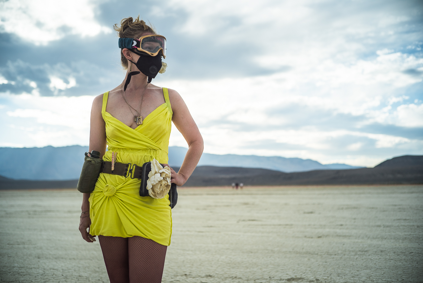 Burning Man 2014 women's costume sunset playa portrait