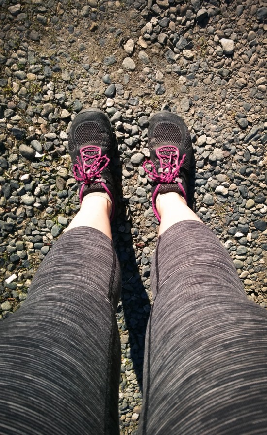 Lucy Hatha Capri Leggings with Merrell Pace Glove 2 Shoes