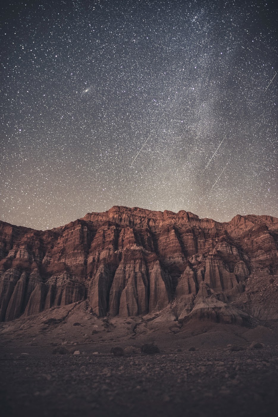 The Geminids meteor shower over Red Rock Canyon State Park