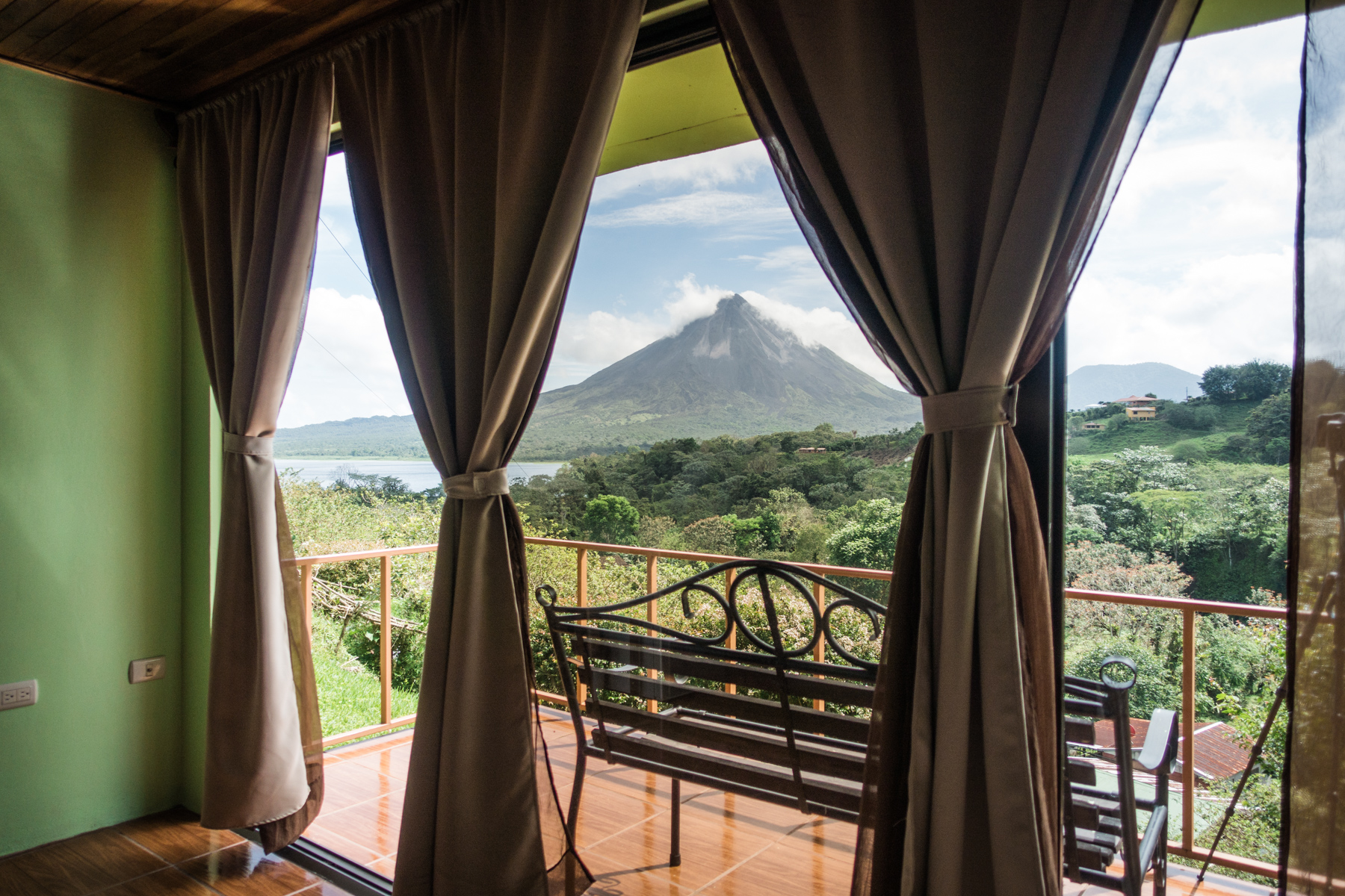 Small local hotels sometimes have listings on Airbnb, too. Here's the view from Castillo Del Arenal in Costa Rica.