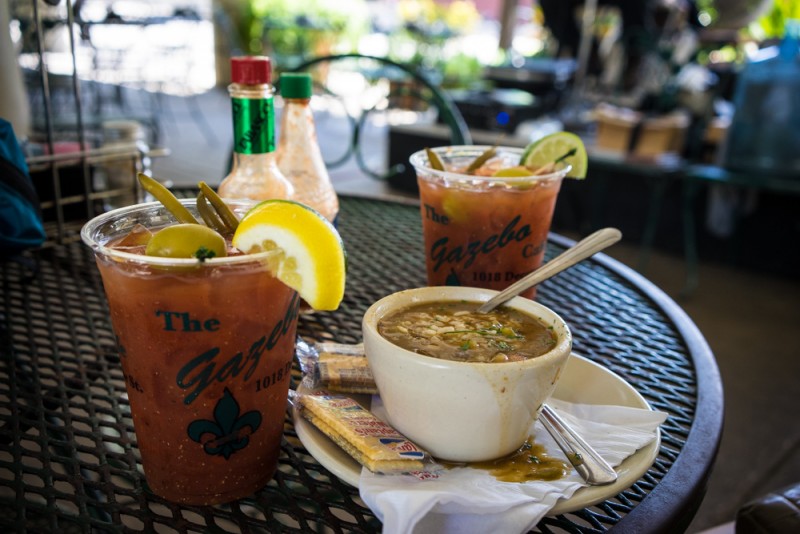 Bloody Marys and gumbo at The Gazebo in the New Orleans French Quarter