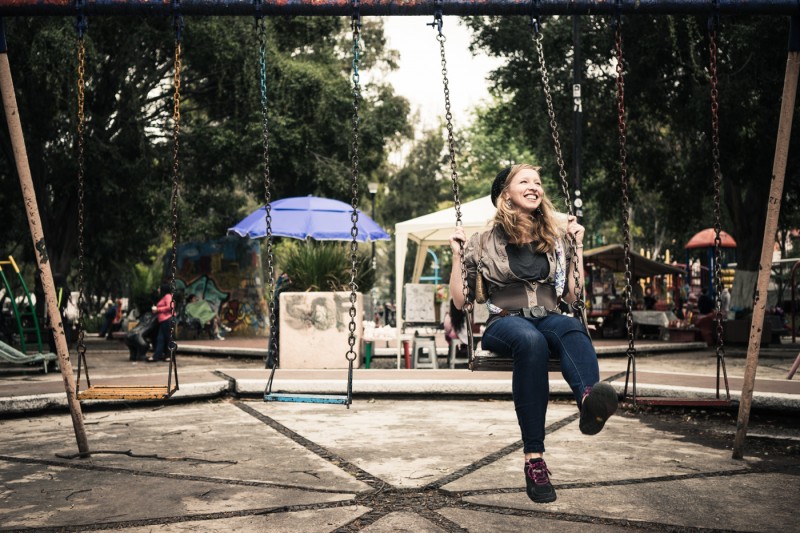 Diana on a swingset in Mexico City