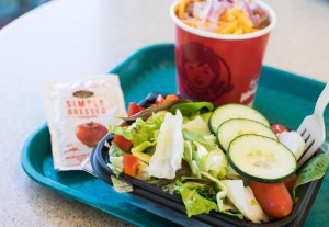 Wendy's side salad and cup of chili