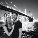 Diana Southern and Ian Norman in front of the Brooklyn Bridge and New York City
