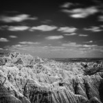 Badlands National Park infrared photo in black and white