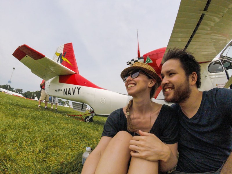 Diana and Ian at Oshkosh 2015 with the Seabee Warbird
