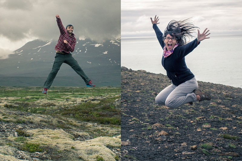 Chris Tyre and Ismary Torres jumping in Iceland