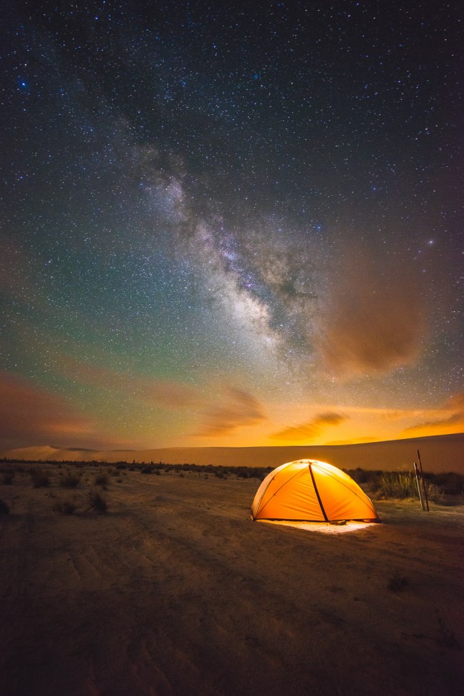 camping under the Milky Way at White Sands National Monument, New Mexico