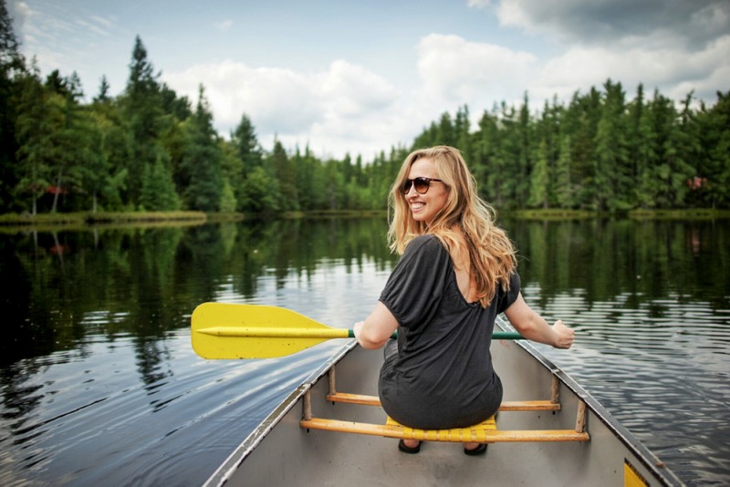 canoeing on a lake in the Adirondacks