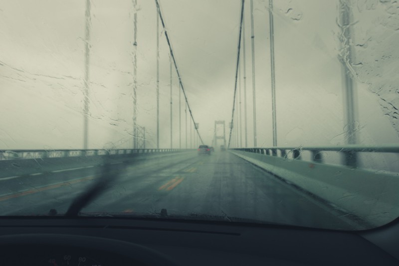 Chesapeake Bay Bridge in the rain