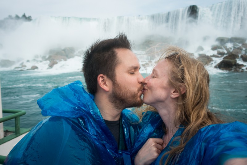 Kissing on the Maid of the Mist at Niagara Falls U.S.