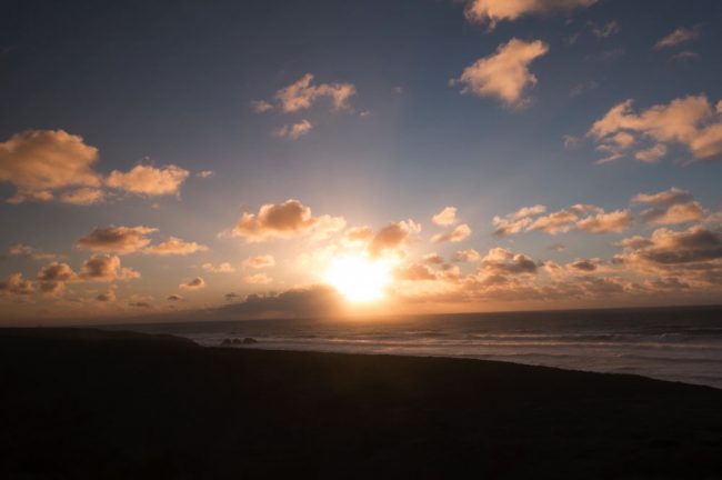 sunset view from Coast Starlight Parlour Car