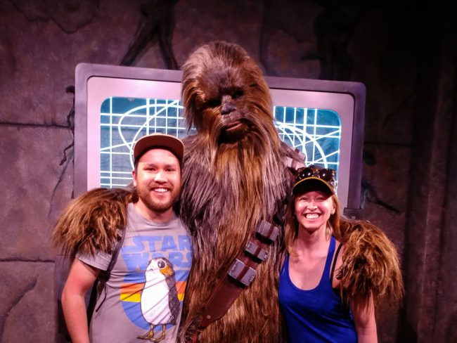 Meeting Chewbacca at Star Wars Launch Bay