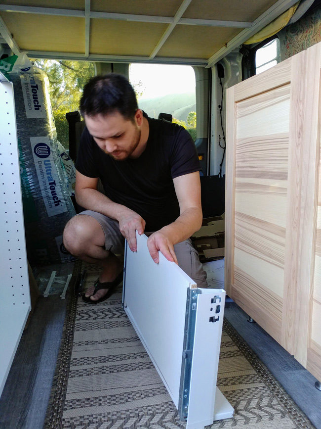 Installing the Cabinets in our Ford Transit Van