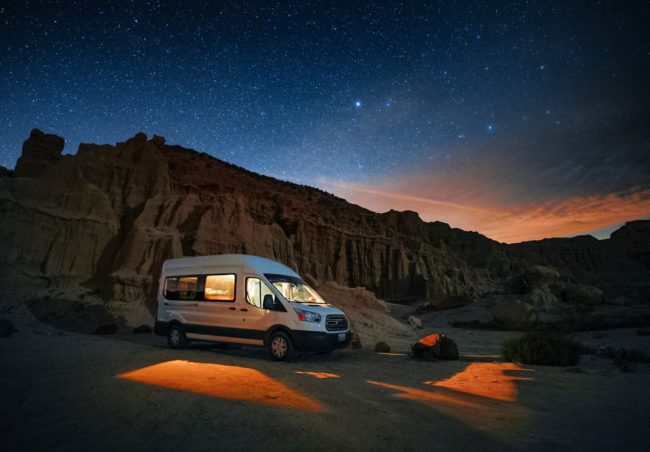 Ford Transit Campervan under the stars on North to South